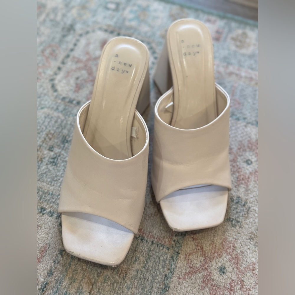 A New Day White Open-toe Mules